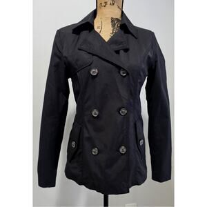 ONLY Jacket Onlvalerie Short Black Trenchcoat  6 Button, Waterproof, Womens Sz S